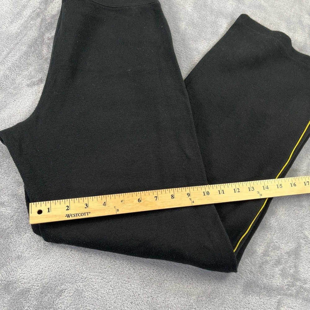 Y2K Lauren Active Ralph Lauren Yoga Pants Womens M Black Excellent Yellow Piping - Picture 8 of 9